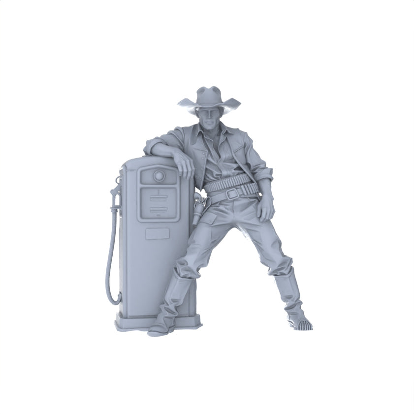 Detail view of MRY-SFW LYGR128 Western Cowboy Casual Pose2 Game Theme Wargame Resin White Model Wargame Miniature Soldier Scene Character Hand Painted Hand Paint Model
