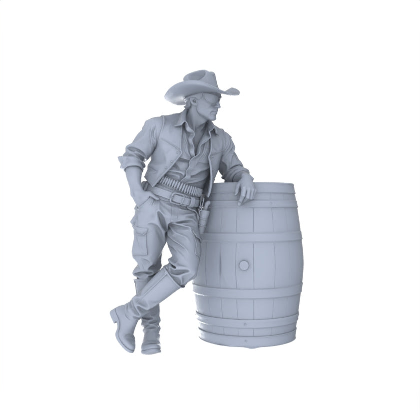 Detail view of MRY-SFW LYGR128 Western Cowboy Casual Pose2 Game Theme Wargame Resin White Model Wargame Miniature Soldier Scene Character Hand Painted Hand Paint Model