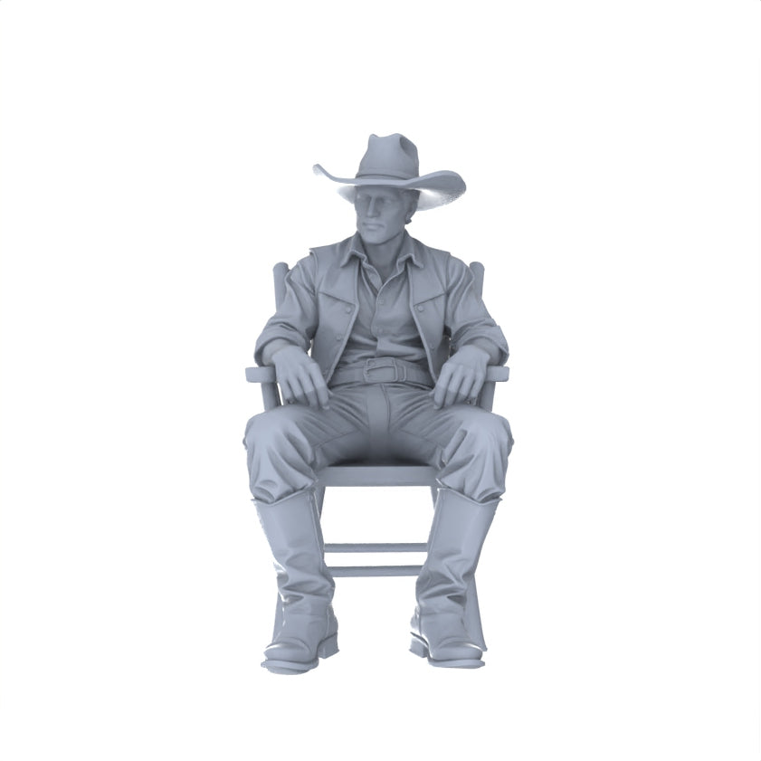 Detail view of MRY-SFW LYGR128 Western Cowboy Casual Pose2 Game Theme Wargame Resin White Model Wargame Miniature Soldier Scene Character Hand Painted Hand Paint Model