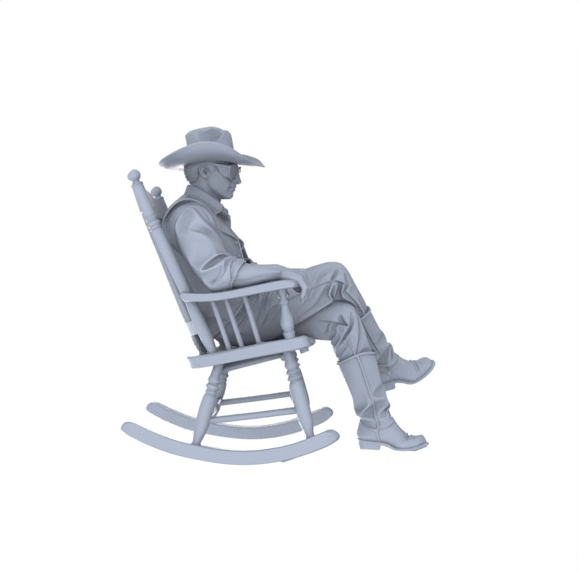Detail view of MRY-SFW LYGR128 Western Cowboy Casual Pose2 Game Theme Wargame Resin White Model Wargame Miniature Soldier Scene Character Hand Painted Hand Paint Model