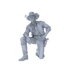 Detail view of MRY-SFW 129 1/64 Western Cowboy Casual Pose3 Game Theme Wargame Resin White Model Wargame Miniature Soldier Scene Character Hand Painted Hand Paint Model