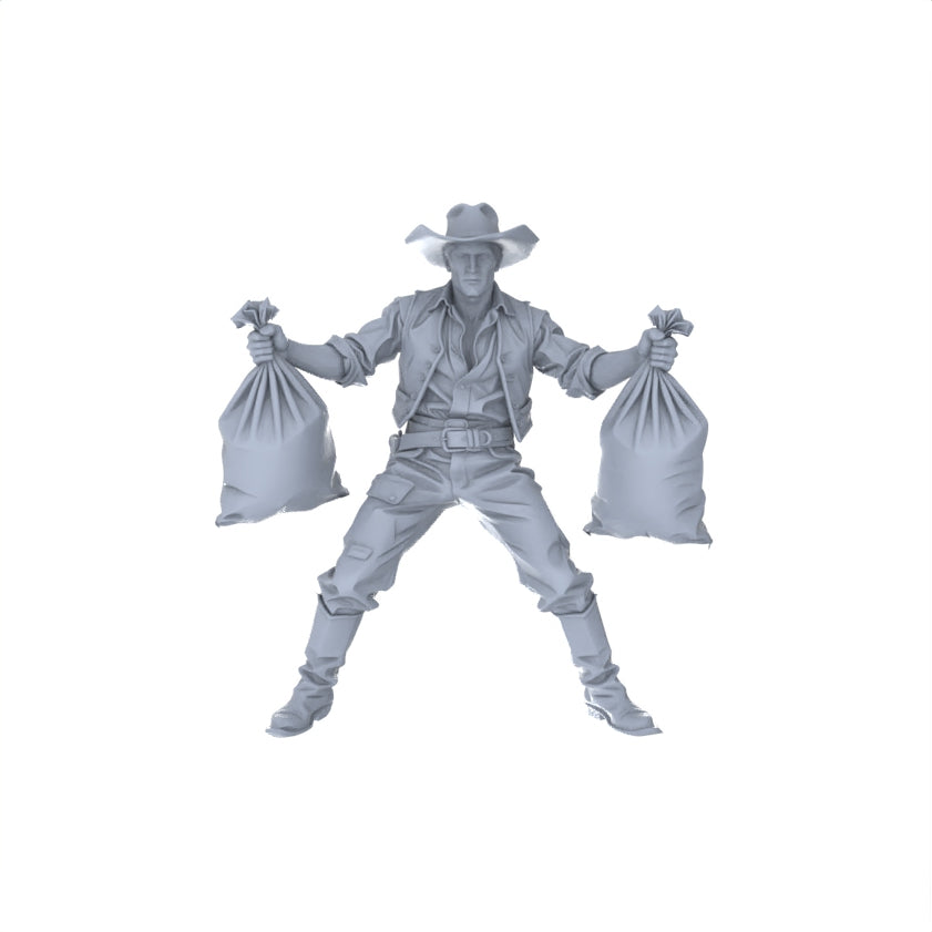 Detail view of MRY-SFW 129 1/64 Western Cowboy Casual Pose3 Game Theme Wargame Resin White Model Wargame Miniature Soldier Scene Character Hand Painted Hand Paint Model