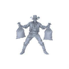 Detail view of MRY-SFW 129 1/64 Western Cowboy Casual Pose3 Game Theme Wargame Resin White Model Wargame Miniature Soldier Scene Character Hand Painted Hand Paint Model