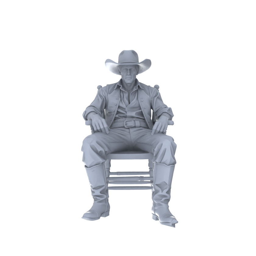 Detail view of MRY-SFW 129 1/64 Western Cowboy Casual Pose3 Game Theme Wargame Resin White Model Wargame Miniature Soldier Scene Character Hand Painted Hand Paint Model