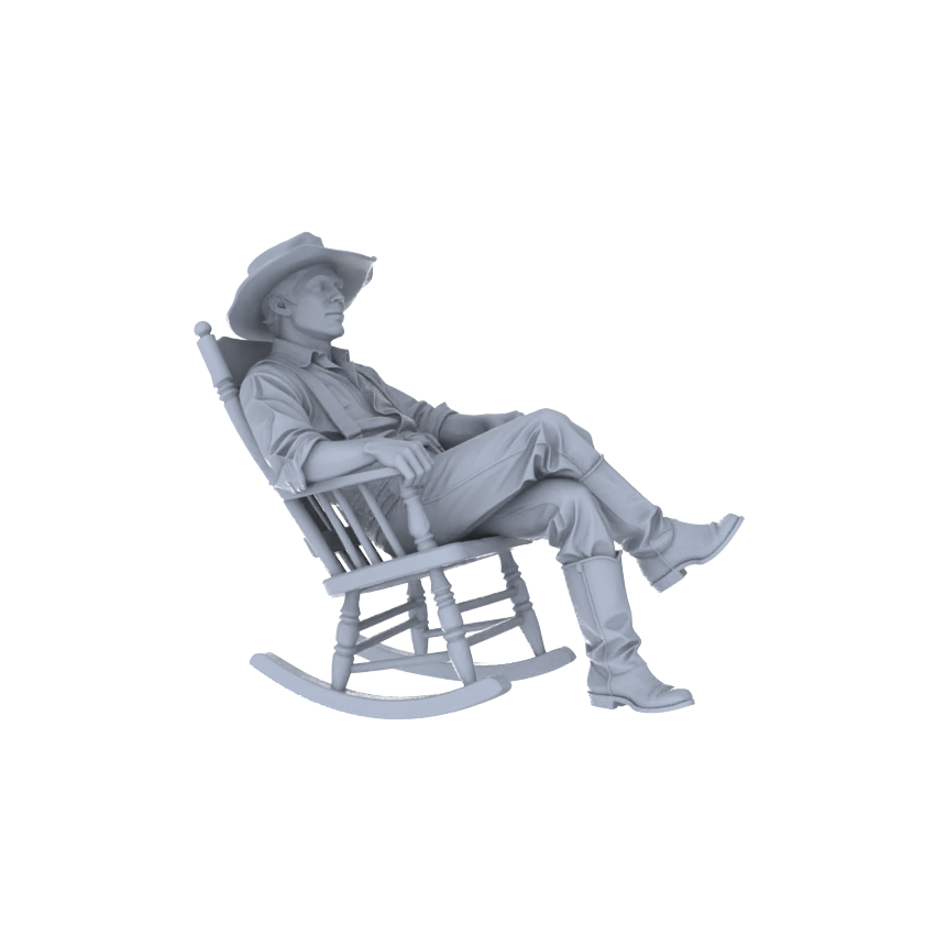 Detail view of MRY-SFW 129 1/64 Western Cowboy Casual Pose3 Game Theme Wargame Resin White Model Wargame Miniature Soldier Scene Character Hand Painted Hand Paint Model