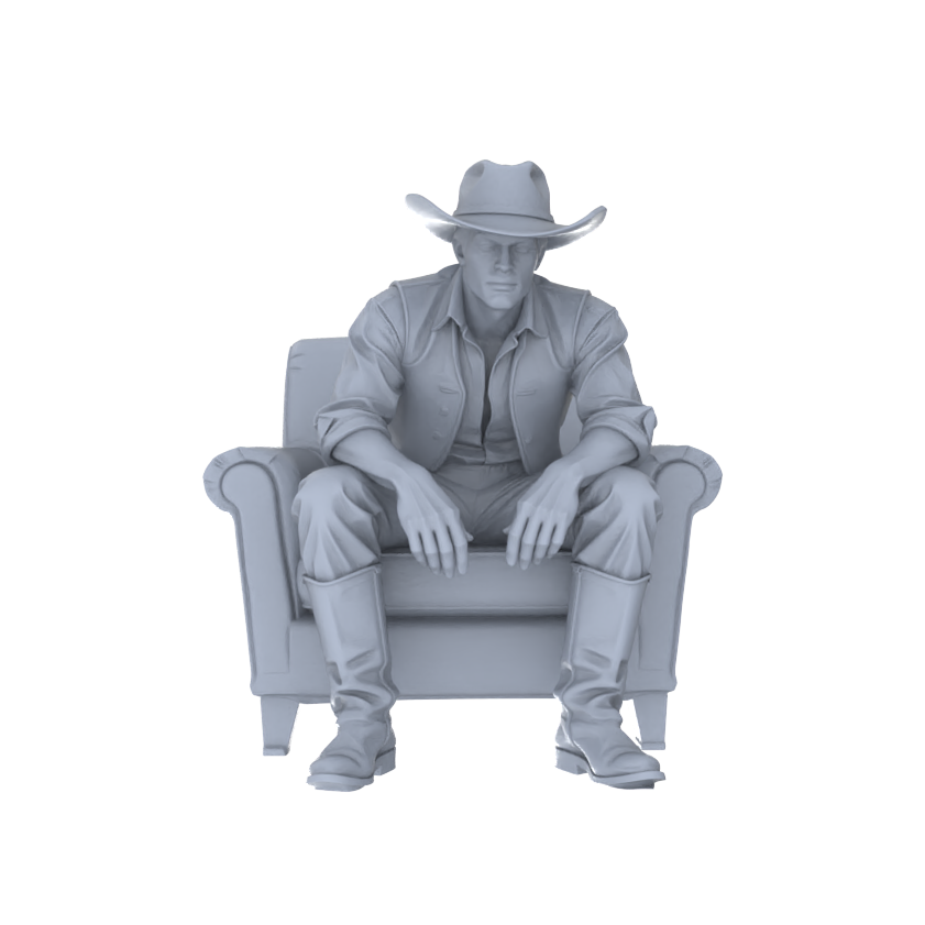 Detail view of MRY-SFW LYGR130 Western Cowboy Casual Pose4 Game Theme Wargame Resin White Model Wargame Miniature Soldier Scene Character Hand Painted Hand Paint Model