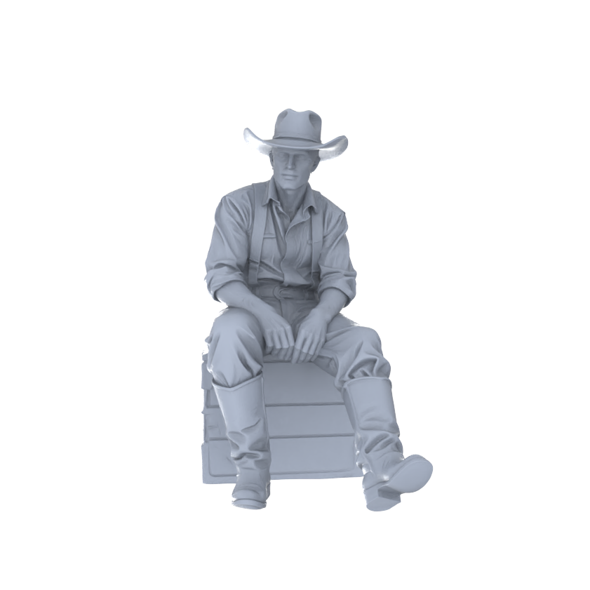 Detail view of MRY-SFW LYGR130 Western Cowboy Casual Pose4 Game Theme Wargame Resin White Model Wargame Miniature Soldier Scene Character Hand Painted Hand Paint Model