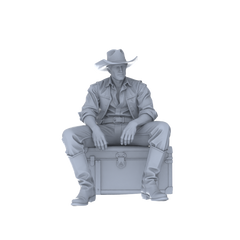 Detail view of MRY-SFW LYGR130 Western Cowboy Casual Pose4 Game Theme Wargame Resin White Model Wargame Miniature Soldier Scene Character Hand Painted Hand Paint Model