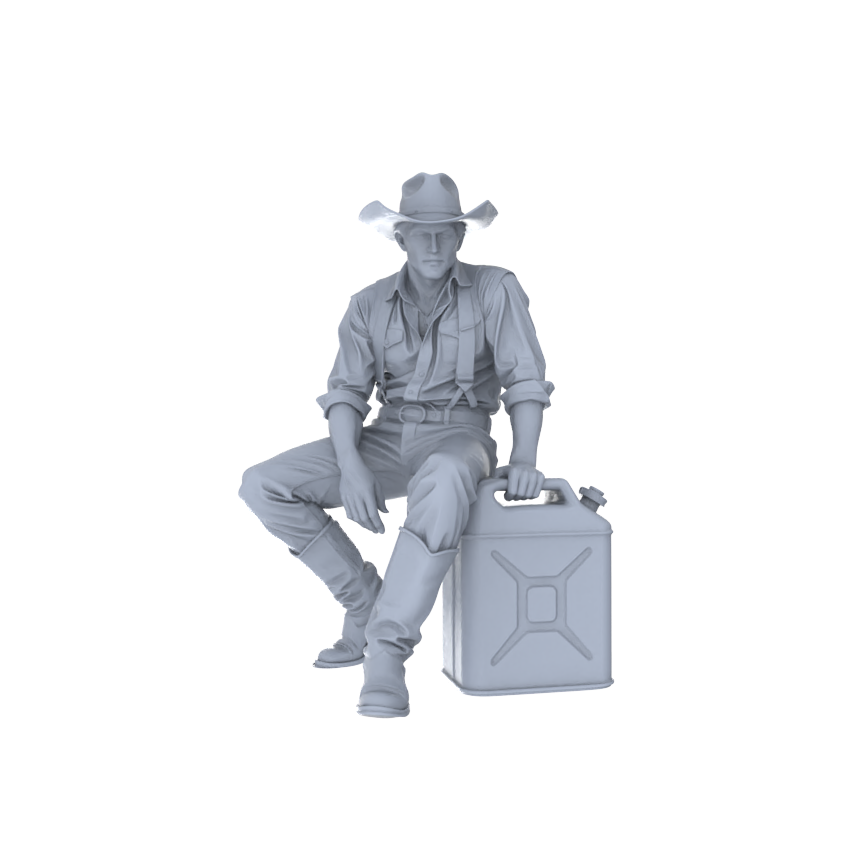 Detail view of MRY-SFW LYGR130 Western Cowboy Casual Pose4 Game Theme Wargame Resin White Model Wargame Miniature Soldier Scene Character Hand Painted Hand Paint Model
