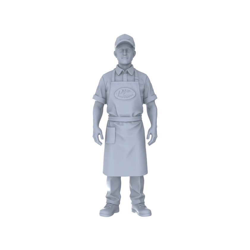 Detail view of Yao's Studio LYTR206  Unpainted Miniature 2-Piece Set - Shop Owner & Staff Figures to Build Immersive Street Scenes Miniatures Diorama Resin Figures Model