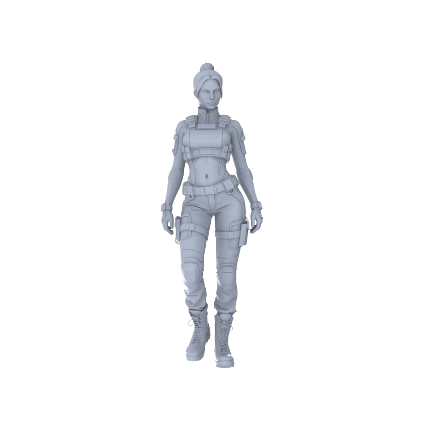Detail view of Yao's Studio LYTR193 Tactical Female Characters Resin Miniature Model 5-Figure Set, Unpainted Military Agent Figures, DIY Painting Scene Decoration Miniatures Diorama Resin Figures Model