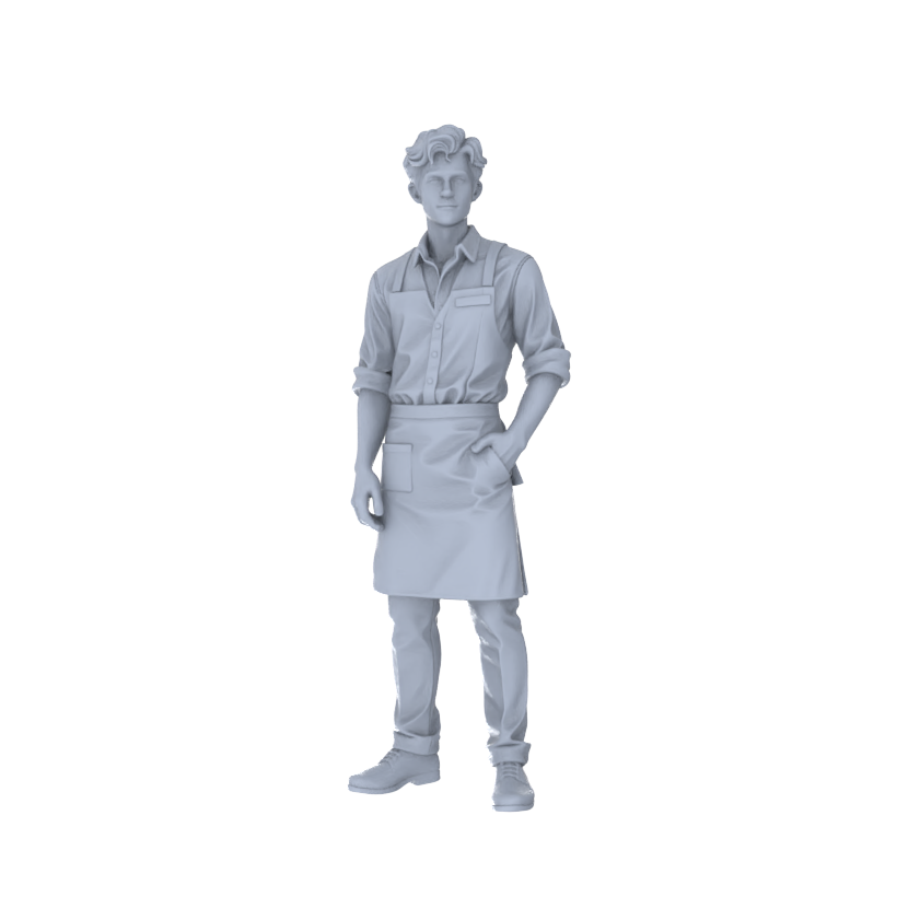 Detail view of Yao's Studio LYTR213 Unpainted Miniature 5-Piece Set - Multi-Role Service Staff & Security Scene Models for Detailed Dioramas Miniatures Diorama Resin Figures Model