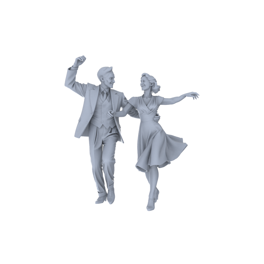 Detail view of Yao's Studio LYTR215 Unpainted Miniature 6-Piece Set - Party Crowd Models for Lifelike Diorama Projects Miniatures Diorama Resin Figures Model