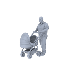 Detail view of Yao's Studio LYTR220 Unpainted Miniature Community Scene 5-Piece Set - Father with Stroller, Sports Teen & Pedestrians for Diorama Creation
 Miniatures Diorama Resin Figures Model