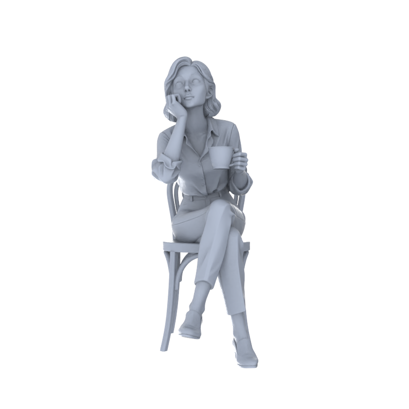 Detail view of Yao's Studio LYTR226 6-Piece Unpainted Miniature Cafe Scene Set - Seated Leisure Figures Perfect for Bookstore, Office & Shop Dioramas Miniatures Diorama Resin Figures Model