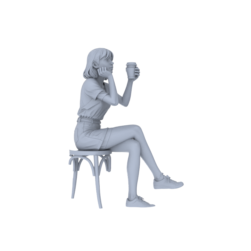 Detail view of Yao's Studio LYTR226 6-Piece Unpainted Miniature Cafe Scene Set - Seated Leisure Figures Perfect for Bookstore, Office & Shop Dioramas Miniatures Diorama Resin Figures Model