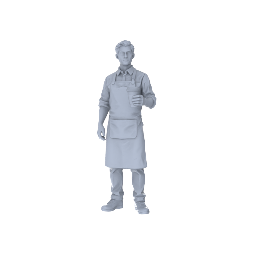 Detail view of Yao's Studio LYTR230  Miniature Food Service 4-Piece Unpainted Models - Apron Staff Figures for DIY Diorama & Custom Painting Miniatures Diorama Resin Figures Model