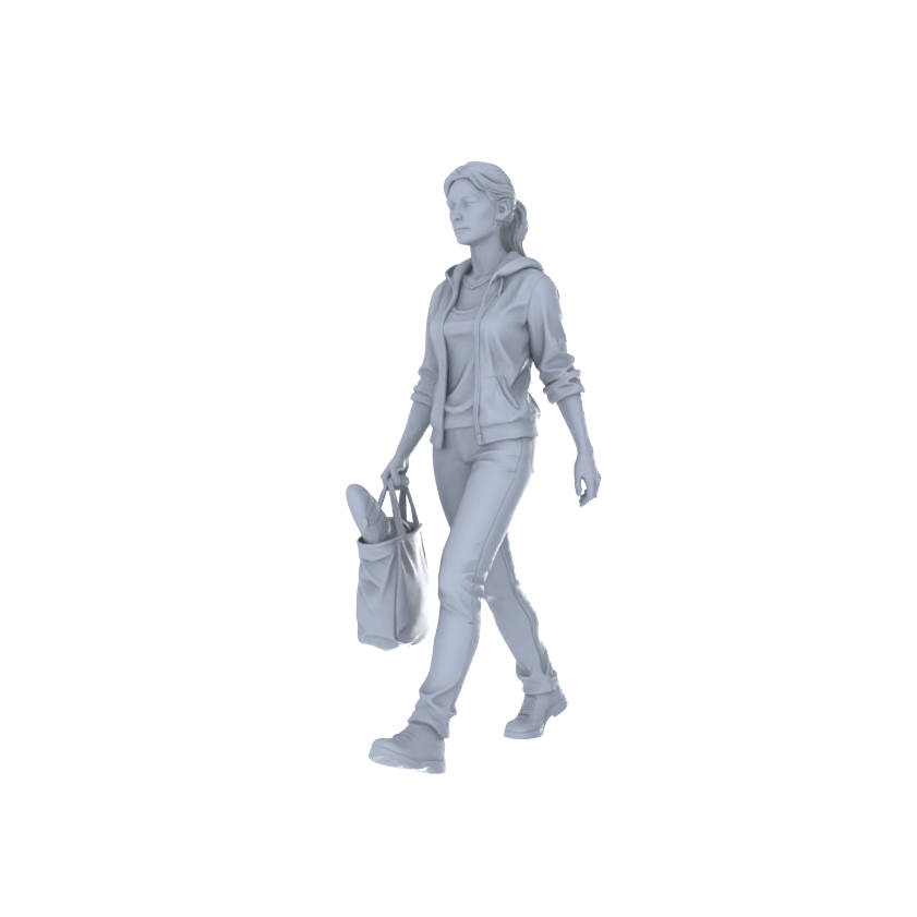 Detail view of Yao's Studio LYTR232 Unpainted Miniature Commute Street 4-Piece Set - Casual Passersby & Bag-Carrying Pedestrians for Diorama Creation Miniatures Diorama Resin Figures Model