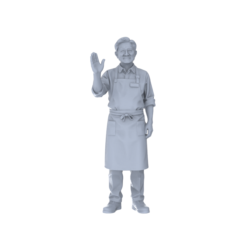 Detail view of Yao's Studio LYTR236  2-Piece Unpainted Miniature Market Shop Set - Welcome Staff Perfect for Cafe, Restaurant & Creative Market Dioramas Miniatures Diorama Resin Figures Model