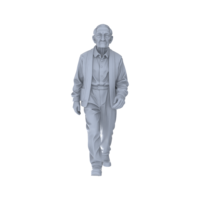 Detail view of Yao's Studio LYTR240 Miniature Elderly Man Walking Dog 2-Pack, Unpainted Diorama Models for Scene Building & Custom Painting Miniatures Diorama Resin Figures Model