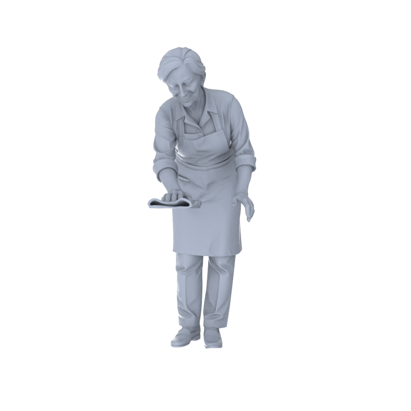 Detail view of Yao's Studio LYTR241 Multi-Pose Food Service Figure 6-Pack, Unpainted Scene Building Kits for Diorama & Custom Painting Miniatures Diorama Resin Figures Model