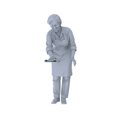 Detail view of Yao's Studio LYTR241 Multi-Pose Food Service Figure 6-Pack, Unpainted Scene Building Kits for Diorama & Custom Painting Miniatures Diorama Resin Figures Model
