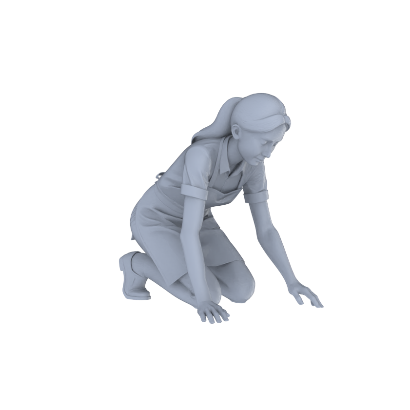 Detail view of Yao's Studio LYTR241 Multi-Pose Food Service Figure 6-Pack, Unpainted Scene Building Kits for Diorama & Custom Painting Miniatures Diorama Resin Figures Model