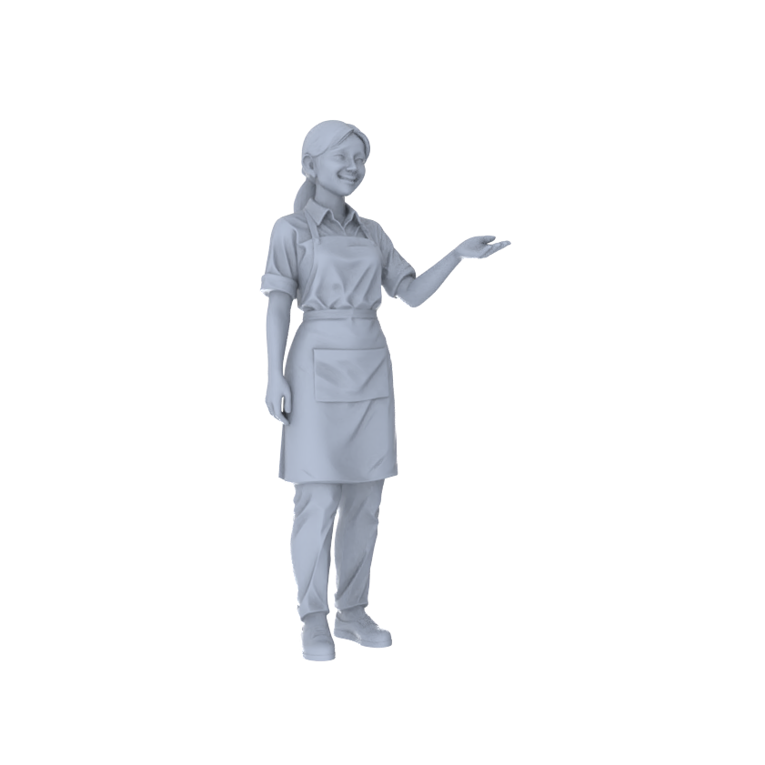 Detail view of Yao's Studio LYTR241 Multi-Pose Food Service Figure 6-Pack, Unpainted Scene Building Kits for Diorama & Custom Painting Miniatures Diorama Resin Figures Model