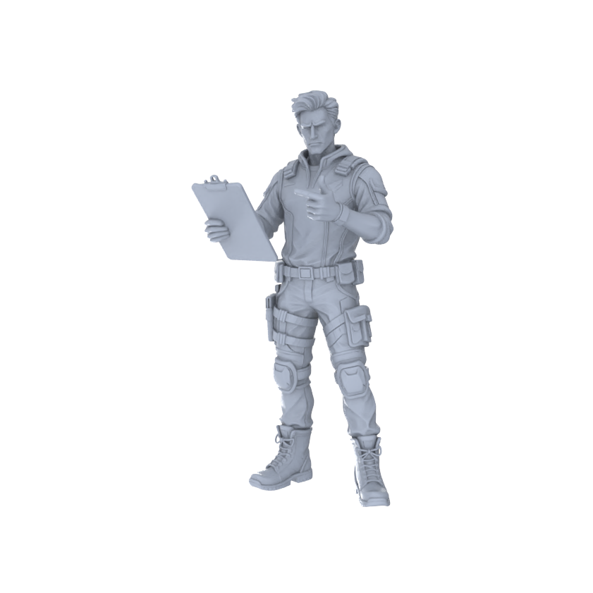 Detail view of Yao's Studio LYTR246 Esports & Tactical Characters Resin Miniature Model 6-Figure Set, Unpainted Gamer & Commander Figures, DIY Painting Scene Decoration Miniatures Diorama Resin Figures Model