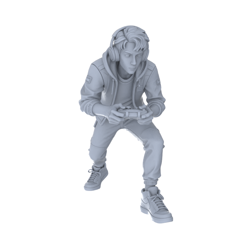 Detail view of Yao's Studio LYTR246 Esports & Tactical Characters Resin Miniature Model 6-Figure Set, Unpainted Gamer & Commander Figures, DIY Painting Scene Decoration Miniatures Diorama Resin Figures Model