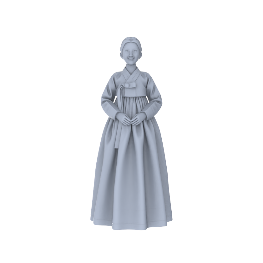 Detail view of Yao's Studio LYTR248 Korean Hanbok Women Resin Miniature Model 3-Figure Set, Unpainted Traditional Korean Dress Figures, DIY Painting Scene Decoration Miniatures Diorama Resin Figures Model