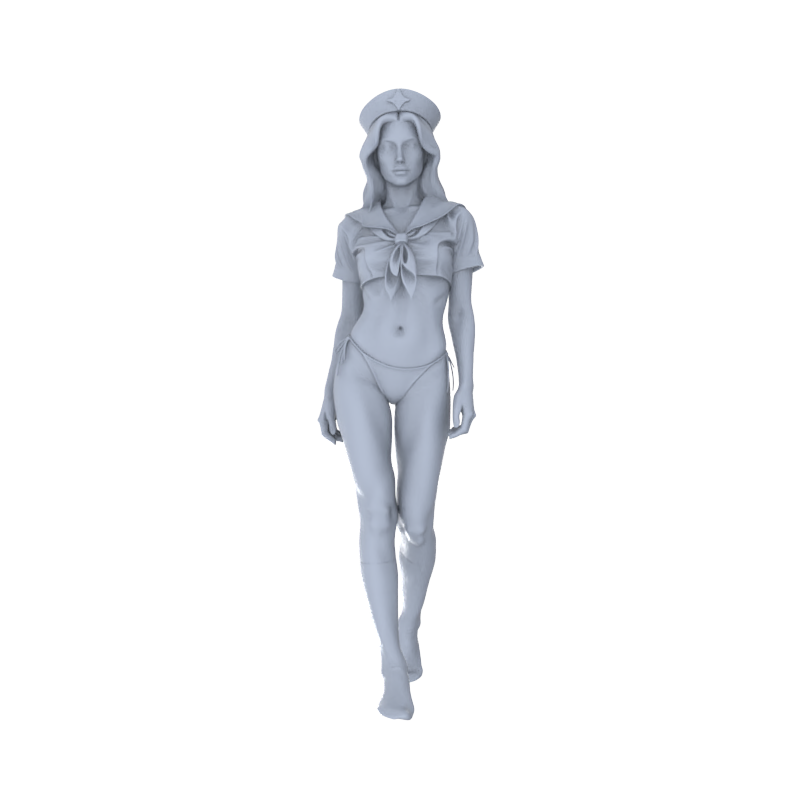 Detail view of Yao's Studio LYTR144  Sailor Suit Girls Resin Miniature Model 6-Figure Set - Young Girl Figures Unpainted DIY Model Decor 1set Model