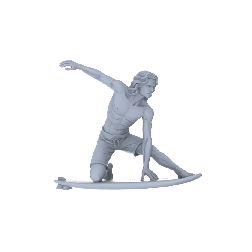Detail view of Yao's Studio LYTR146 Surfing Scene Resin Miniature Model 4-Figure Set, Unpainted Surfer Figures, DIY Painting Beach Scene Decoration 1set Model