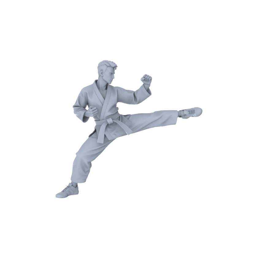 Detail view of Yao's Studio LYTR150  Karate Practitioners Resin Miniature Model 4-Figure Set, Unpainted Martial Artist Figures, DIY Painting Martial Arts Scene Decoration 1set Model