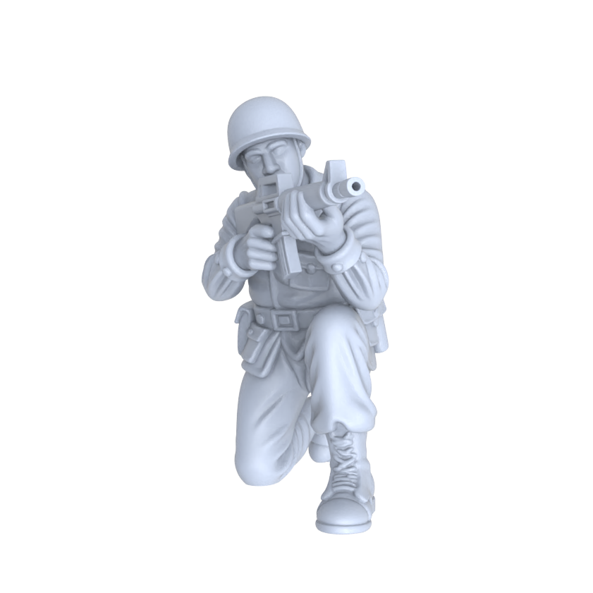 Detail view of MRY-SFW LYGR136 WWII US Army Team Wargame Resin White Model Wargame Miniature Soldier Scene Character Hand Figure Hand Painted Model
