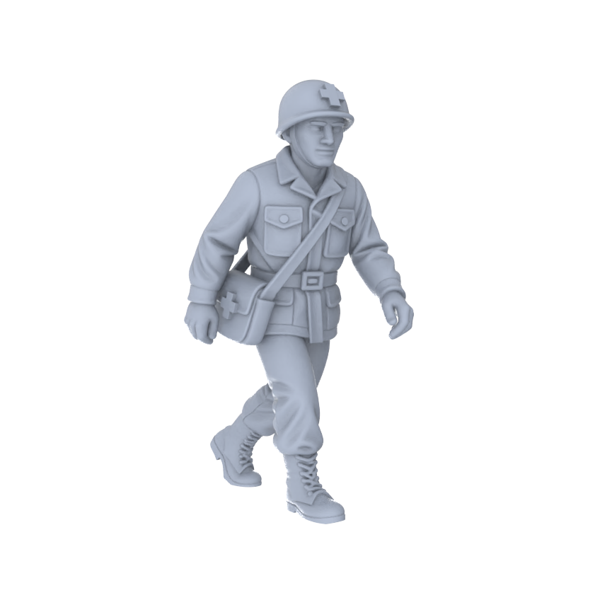 Detail view of MRY-SFW LYGR136 WWII US Army Team Wargame Resin White Model Wargame Miniature Soldier Scene Character Hand Figure Hand Painted Model