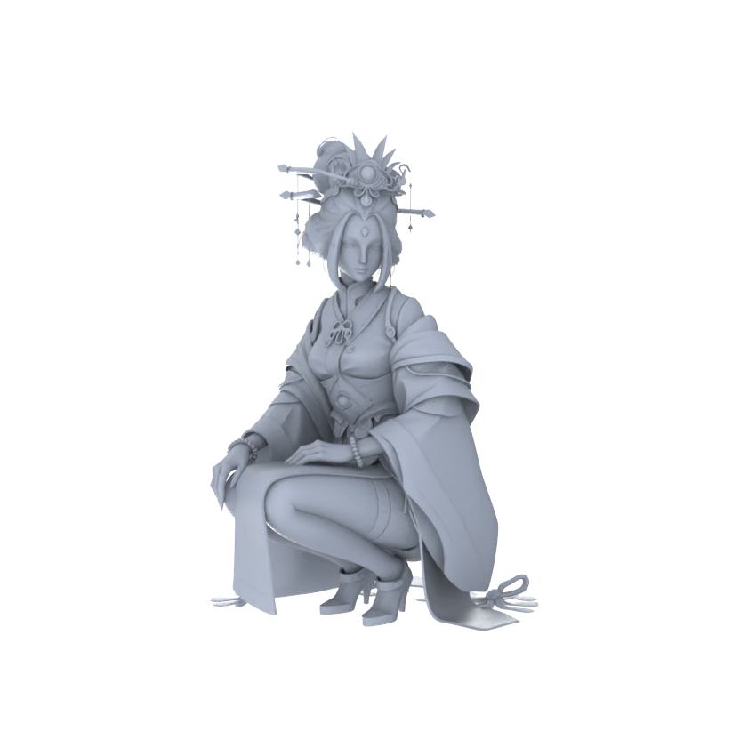 Detail view of MRY-SFW LYGR102 Beautiful female2 zombie game theme resin white model miniature soldier character model scene character figure hand painted Model