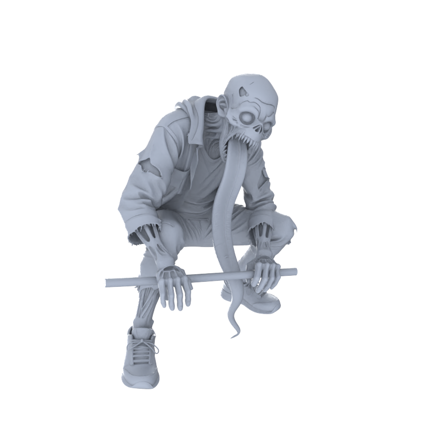 Detail view of MRY-SFW LYGR110 Long tongue zombie resin white model miniature soldier character model scene character figure hand painted Model