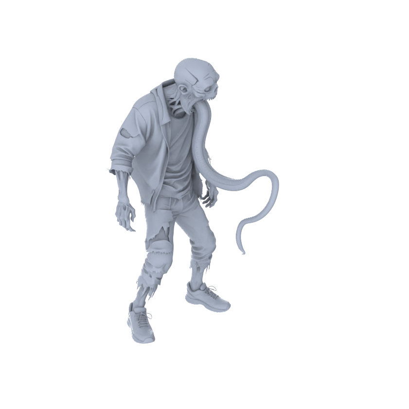 Detail view of MRY-SFW LYGR110 Long tongue zombie resin white model miniature soldier character model scene character figure hand painted Model