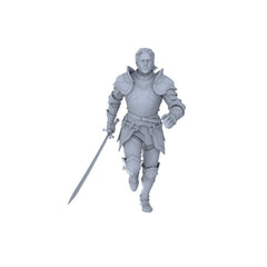 Detail view of MRY-SFW LYGR091 Medieval knight running pose resin white model miniature soldier scene character figure hand painted Model