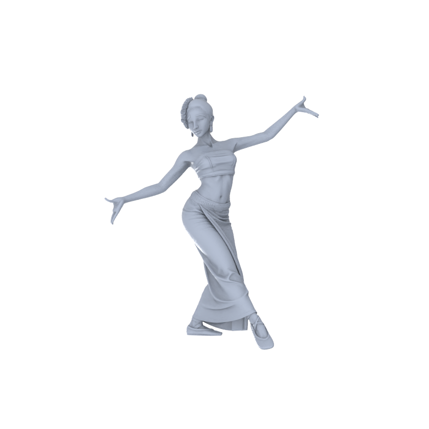 Detail view of Yao's Studio LYTR178 Dai Dance Girls Resin Miniature Model 5-Figure Set, Unpainted Ethnic Dance Figures, DIY Painting Scene Decoration Miniatures Diorama Resin Figures Model