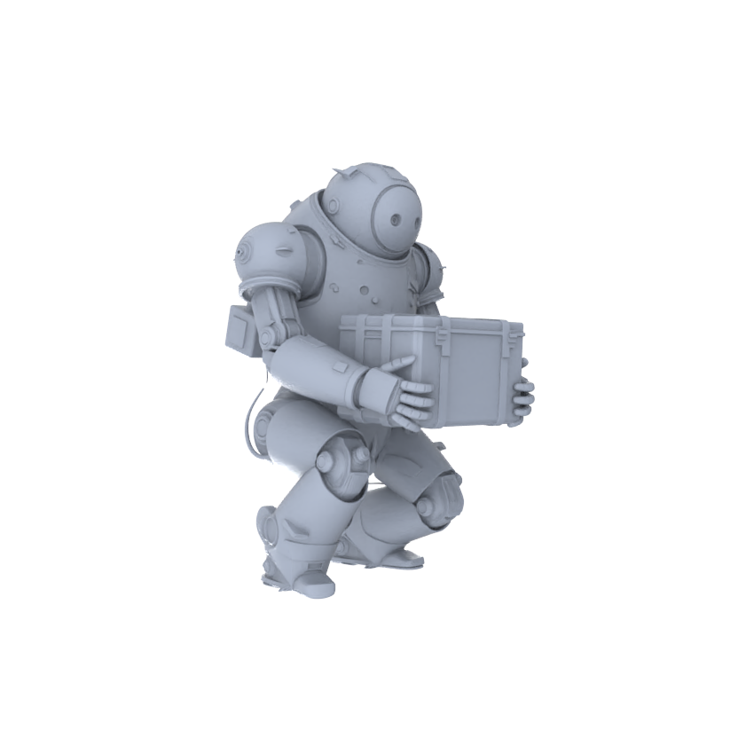 Detail view of MRY-SFW LYGR131 Wasteland Style Doomsday Robot Carrying Motion Game Theme Wargame Resin White Model Wargame Miniature Soldier Scene Character Hand Figure Hand Painted Model