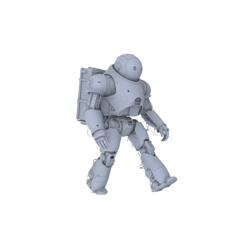 Detail view of MRY-SFW LYGR131 Wasteland Style Doomsday Robot Carrying Motion Game Theme Wargame Resin White Model Wargame Miniature Soldier Scene Character Hand Figure Hand Painted Model