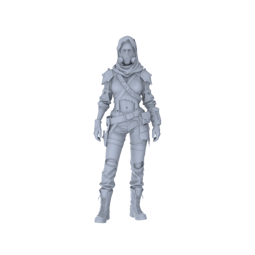 Detail view of MRY-SFW LYGR132 Wasteland Style Doomsday Robot Salute Motion Game Theme Wargame Resin White Model Wargame Miniature Soldier Scene Character Hand Figure Hand Painted Model