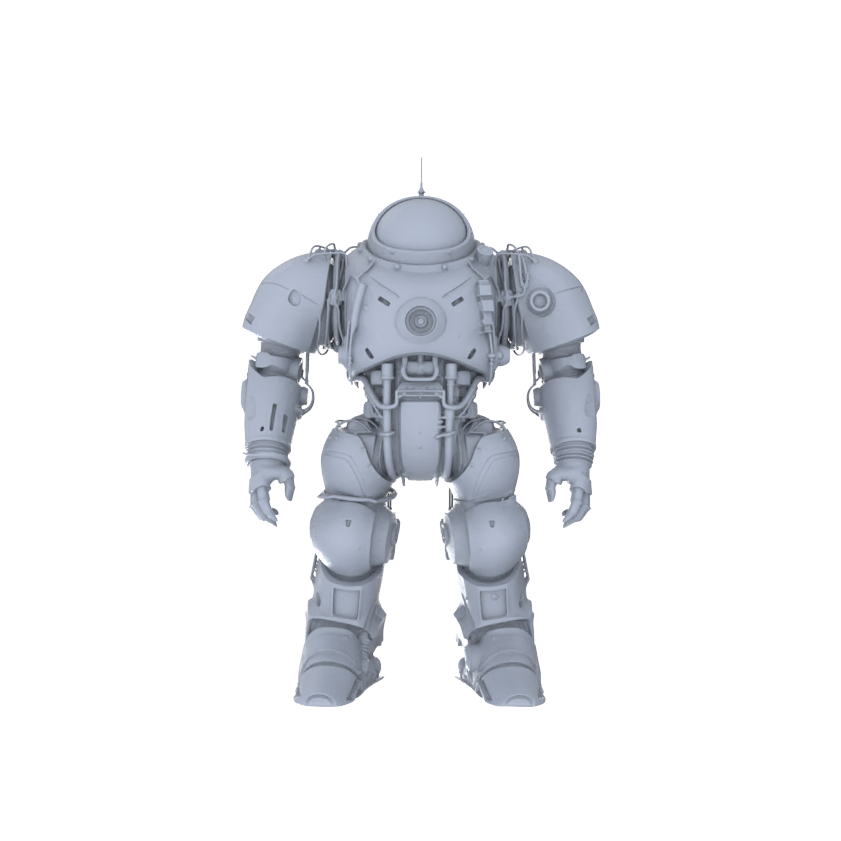 Detail view of MRY-SFW LYGR132 Wasteland Style Doomsday Robot Salute Motion Game Theme Wargame Resin White Model Wargame Miniature Soldier Scene Character Hand Figure Hand Painted Model