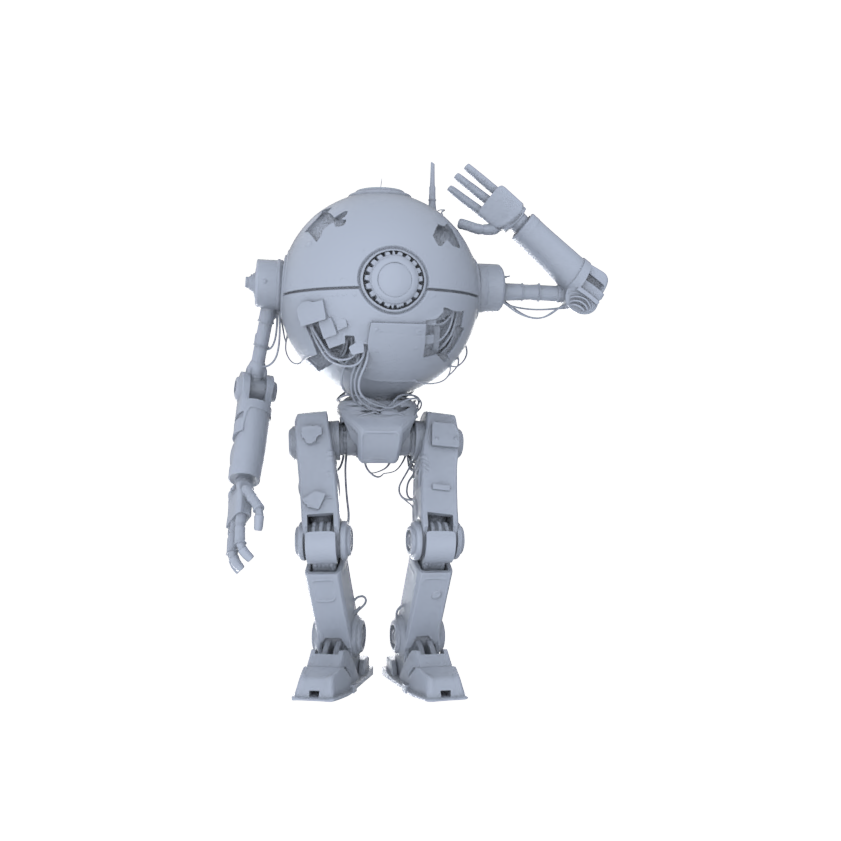 Detail view of MRY-SFW LYGR132 Wasteland Style Doomsday Robot Salute Motion Game Theme Wargame Resin White Model Wargame Miniature Soldier Scene Character Hand Figure Hand Painted Model