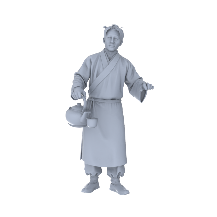 Detail view of Yao's Studio LYTR172 Unpainted Ancient Food Stall Resin Miniature 8-Piece Set, Ideal for Hobbyists¡¯ Figure Painting & Chinese Street Diorama Building Miniatures Diorama Resin Figures Model